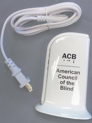 White charger with cord front view